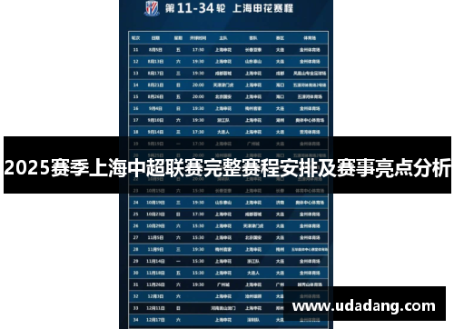 2025赛季上海中超联赛完整赛程安排及赛事亮点分析